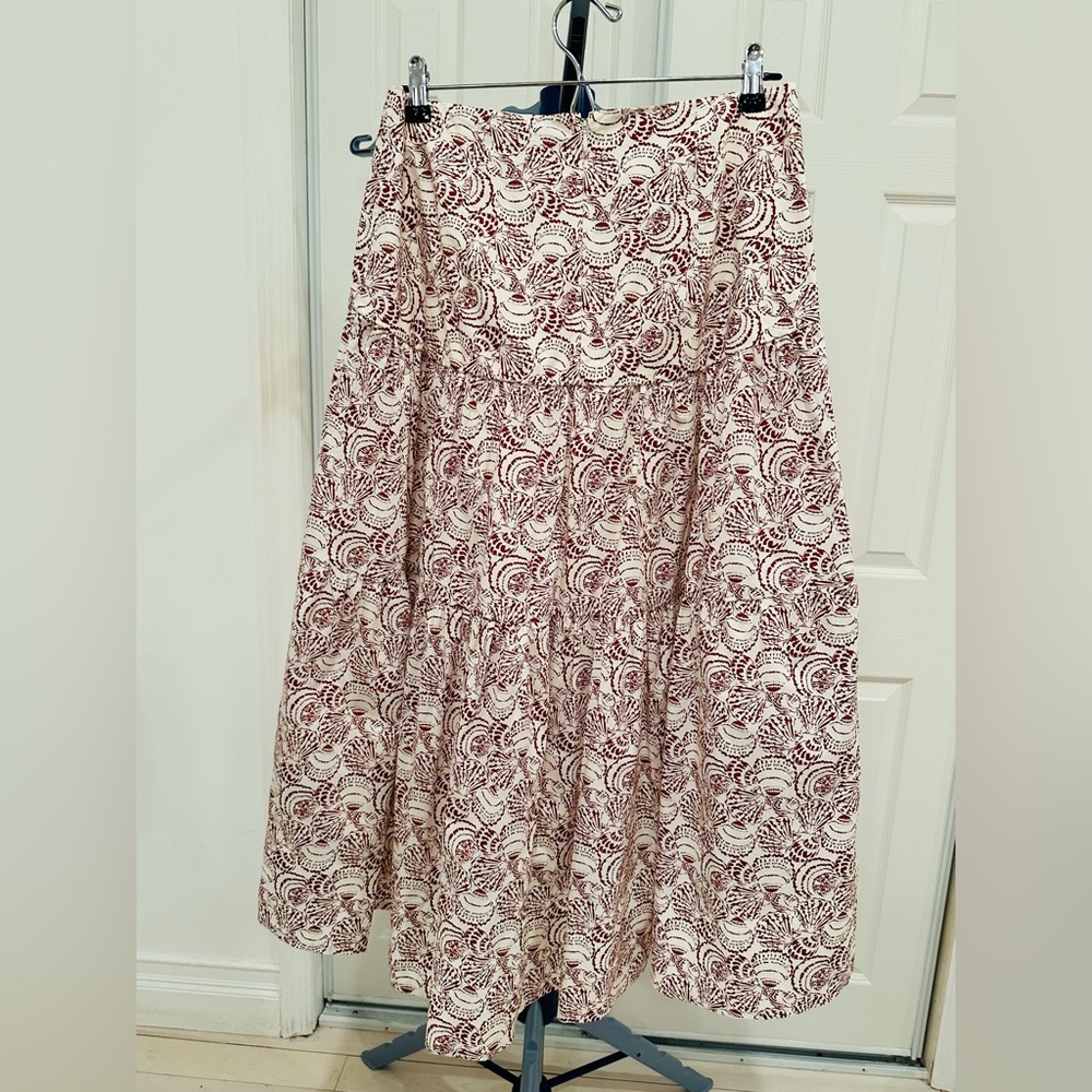 Banana Republic Pink and White Printed Tiered Midi Skirt - Picture 6 of 7